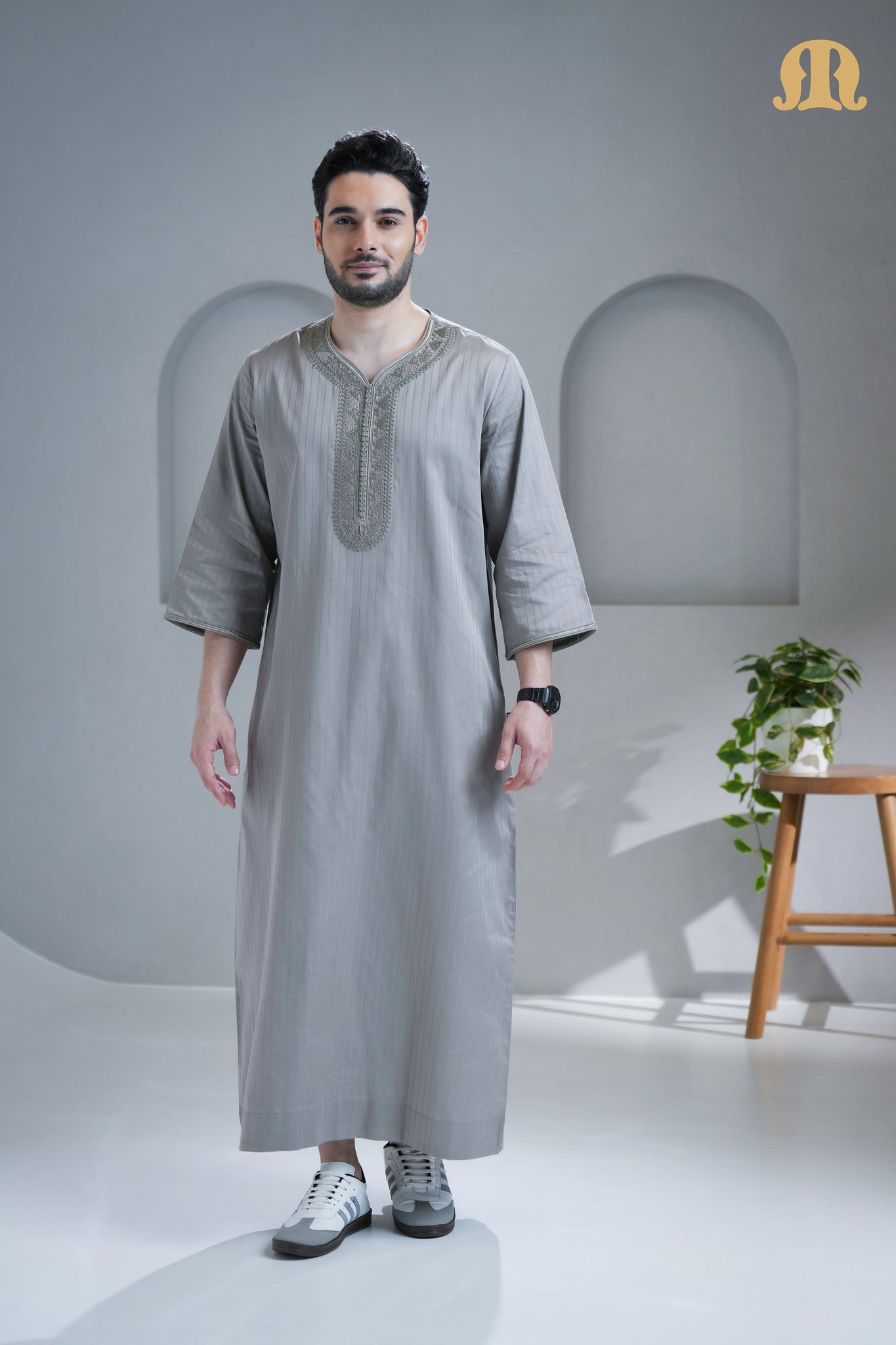 Zagora Grey Moroccan Thobe For Men-S
