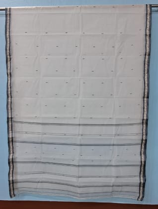 Bengal Pure Cotton Tangail Saree | White