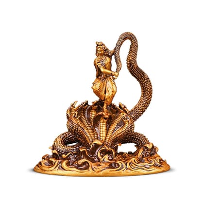 Artarium Dancing Krishna with Kaliya Naag Statue Standing Krishna Idol Antique Decorative Showpiece Thakur Ji Home Decor Pooja Room Gifting Item (Krishna with Kaliya Naag 9 Inch)