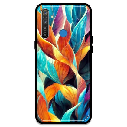 Leaves Abstract Art - Glossy Metal Silicone Case For Realme Models-Realme 5