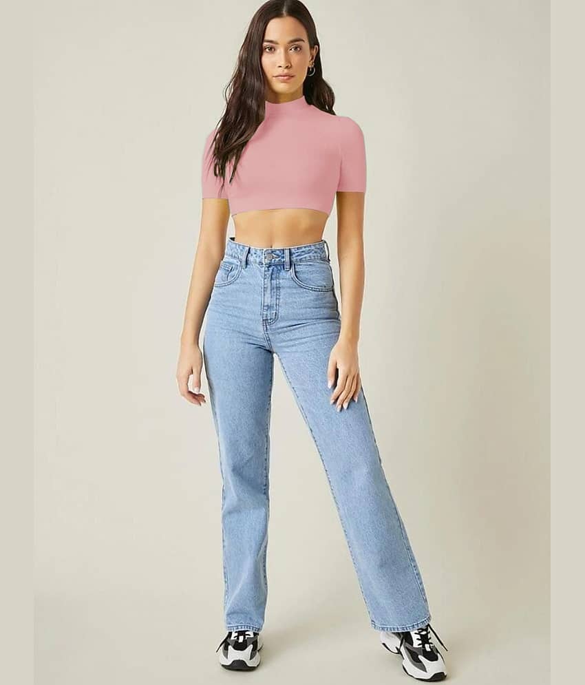 Dream Beauty Fashion Women's Polyester Crop Top ( Peach )