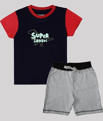 ETCHED DESIGN Pack of 1 Boys Cotton T-Shirt & Shorts Set ( Multicolor )