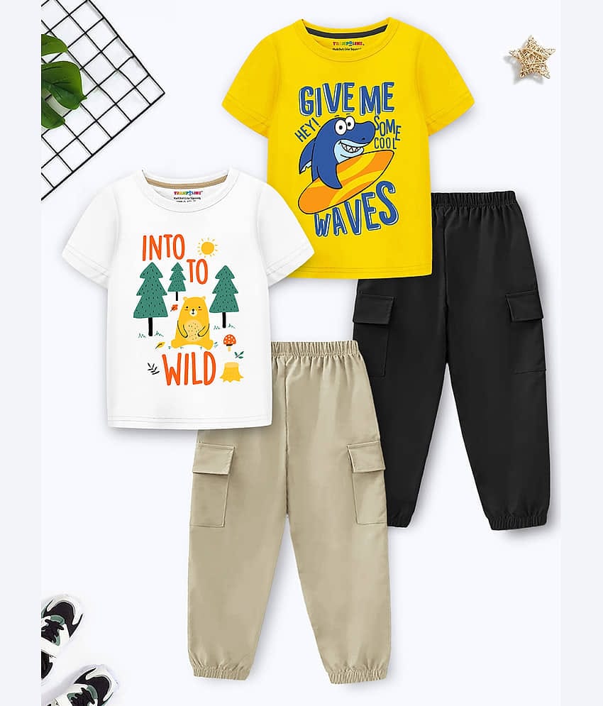 Trampoline Pack of 2 Boys Cotton Blend T-Shirt & Pants Set ( Multicolor )
