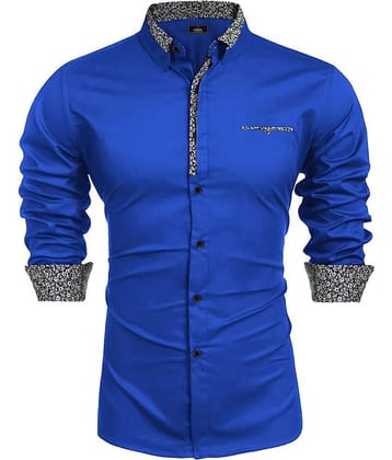 WEBRIC Cotton Blend Regular Fit Printed Full Sleeves Men's Casual Shirt - Blue ( Pack of 1 )