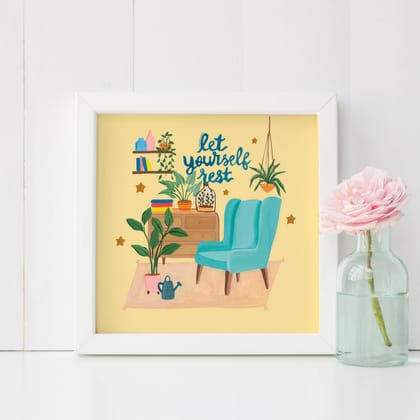 Let Yourself Rest copy Mini Wall Art Frame (Table Top Mount)-White