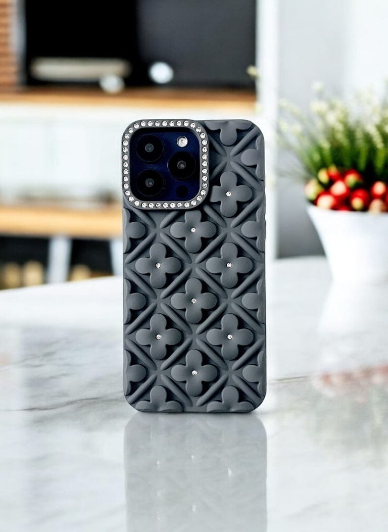 Grey Blossom 3D Case for iPhone 15 Pro Max