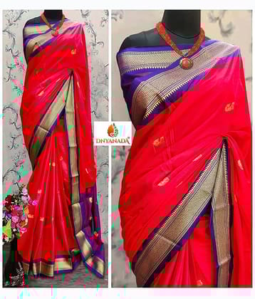 Mysstre Cotton Silk Woven Saree With Unstitched Blouse Piece ( Lime Green )