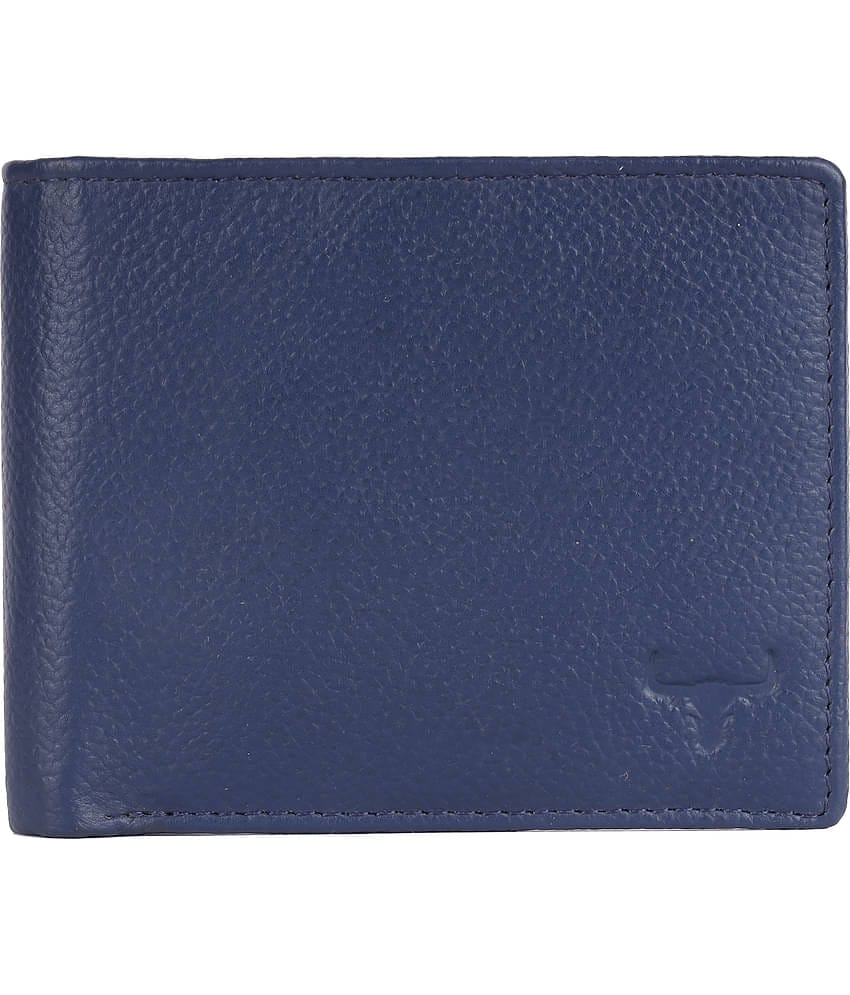 WILDNAPA 100% Leather Solid Men's Regular Wallet With 6 Slots For Card ( Blue , Pack of 1 )