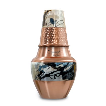 LA'FORTE Venus Jar Pure Copper Pitcher and Bedside Carafe, Lid can be Used as Drinking Glass (1.4 Ltr) (Gold Royal)