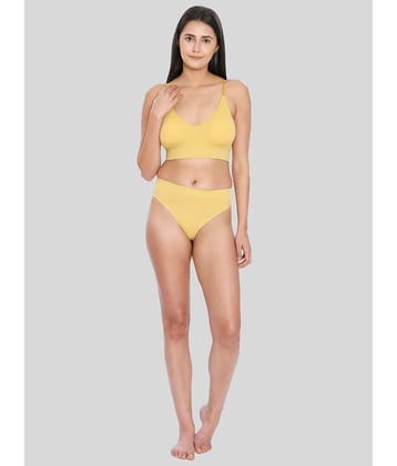 ILRASO Poly Cotton Women's Bra & Panty Set ( Yellow )