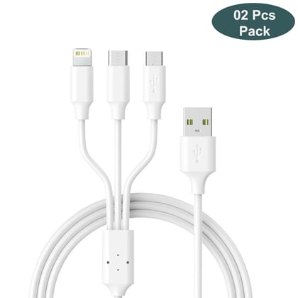 LA' FORTE 3 in 1 Charging Cable (Micro, C & Iphone Connectors) LA' FORTE 3 in 1 Charging Cable (Micro, C & Iphone Connectors) - Pack of 1