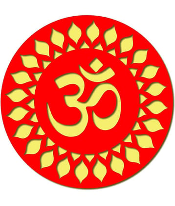 Asmi Collection Red & Gold Acrylic 3D OM Wall Sticker ( 30 x 30 cms )