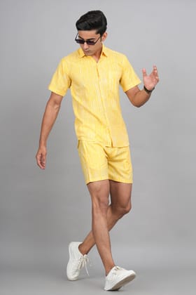 Sunshine Stripe: Yellow and White Printed Co-ords-S / Yellow / 100% Cotton