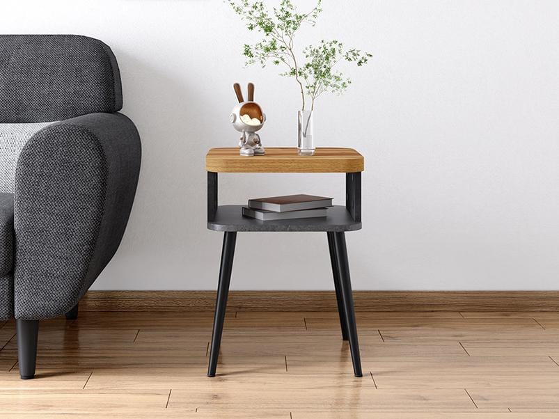 Nebue Storage Corner Table - Engineered Wood, Remini Walnut