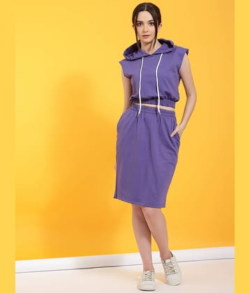 Rigo Women Solid Top With Skirt Co-Ord Set ( Purple )