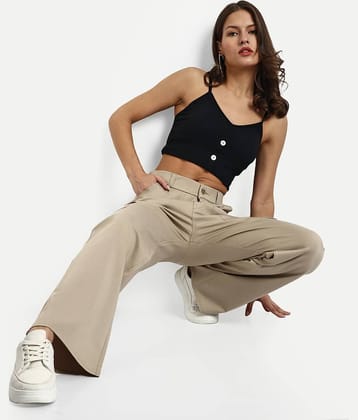 Broadstar Pack of 1 Rayon Straight Women's Cargo Pants ( Beige )