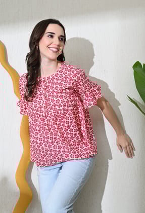 Malti Flower Top-XS / Magenta