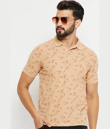 GET GOLF Pack of 1 Cotton Blend Regular Fit Printed Half Sleeves Men's Polo T Shirt ( Beige )