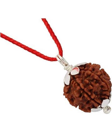 4 Mukhi Rudraksha Pendant Kavach with Real 4 Faced High quality Nepal rudraksha in Silver Plated cap with Lab Certificate / Guaranteed 100% Original Rudraksha