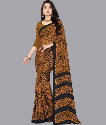 ANAND SAREES Georgette Printed Saree With Unstitched Blouse Piece ( Mustard )