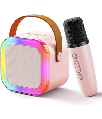 Rechargeable Wireless Mini Portable Bluetooth Karaoke Machine | Bluetooth Speaker with Microphone & LED Lights - Kids Music Singing Toys for Girl Boy Birthday Gift Ideas