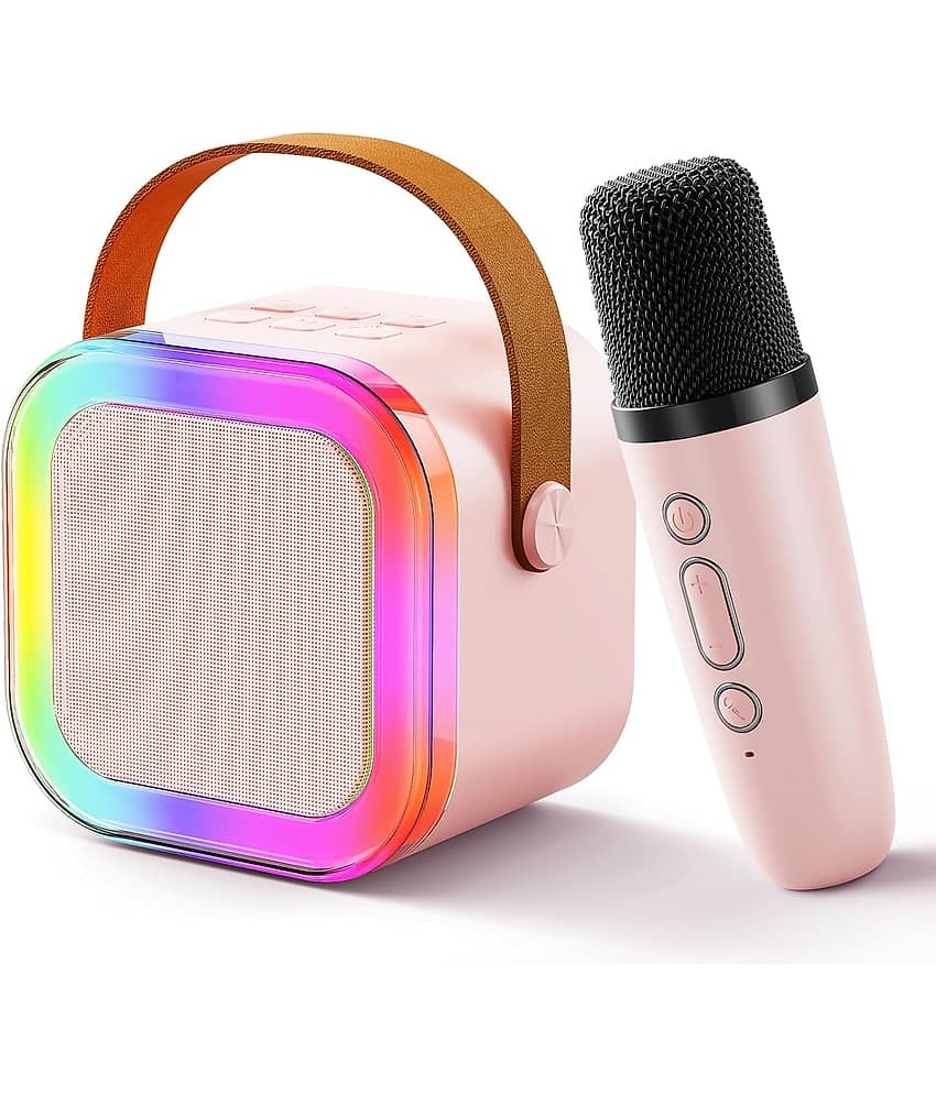 Rechargeable Wireless Mini Portable Bluetooth Karaoke Machine | Bluetooth Speaker with Microphone & LED Lights - Kids Music Singing Toys for Girl Boy Birthday Gift Ideas