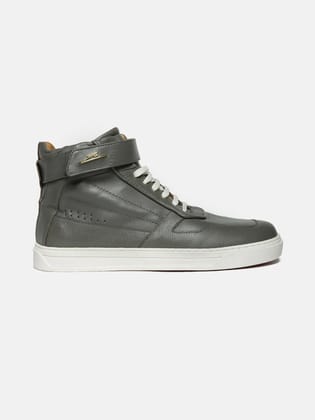 ZH I - GREY - Grey High-Top Leather Sneakers-6