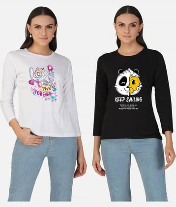 CHOZI Women Cotton Printed Regular Fit Round Neck T-Shirt ( Multi Color )