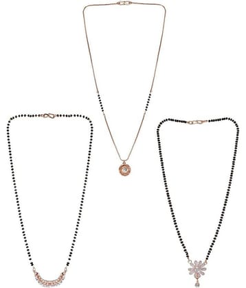 SHANKH-KRIVA Rose Gold Mangalsutra ( Pack of 3 )