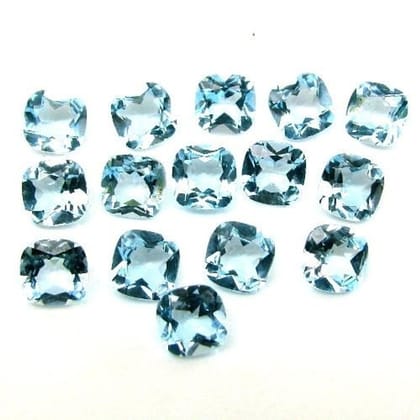 18.1Ct 20pc 6mm Natural Blue Topaz Setting Cushion Faceted Gemstones