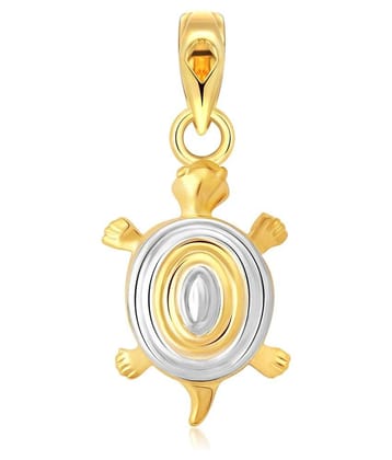 Vighnaharta Praying Turtle Gold and Rhodium Plated Pendant