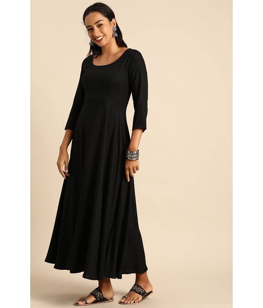 Janasya - Anarkali Rayon Black Women's Kurti ( Pack of 1 )
