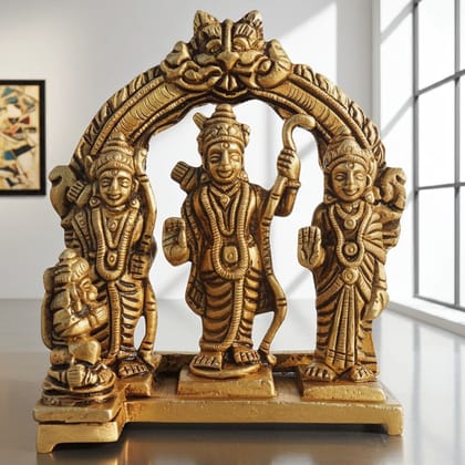 Brass Ram Darbar God Idol Statue | Traditional Ram Parivar Murti for Puja, Height : 4.5 Inch (BSMAS1057 X)
