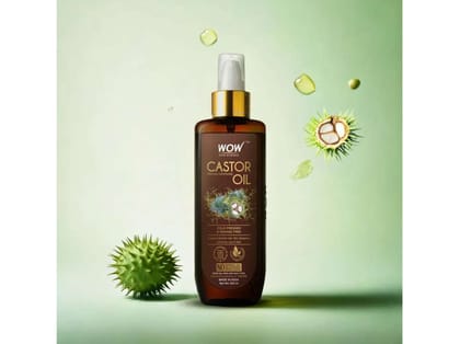 WOW 100 Pure Castor Oil, Cold Pressed, For Stronger Hair, Skin & Nails, No Mineral Oil & Silicones - 200 ml 