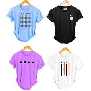(Pack Of 4) Fashlook Printed T-Shirts for Men - Stylish & Comfortable Casual Wear (Multicolor)