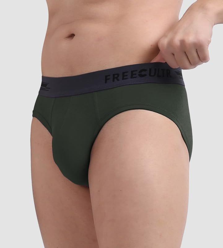 Freecultr Men's Underwear Anti Bacterial Micromodal Airsoft Brief - Non Itch No Chaffing Sweat Proof Pack of 1-Seaweed Green