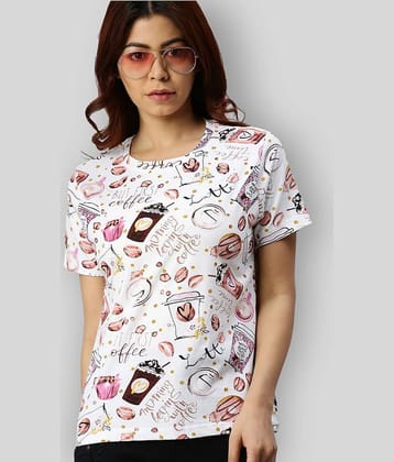 JUNEBERRY Women Cotton Printed Regular Fit Round Neck T-Shirt ( White )