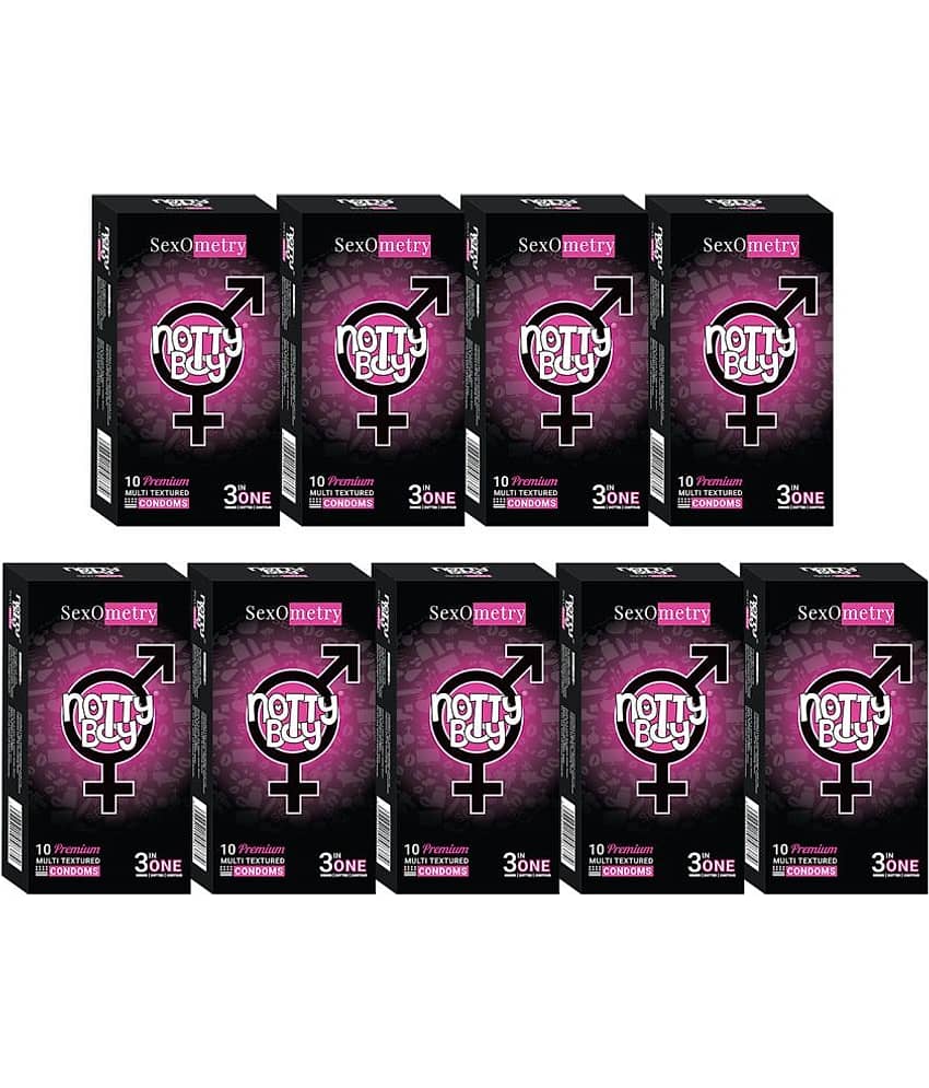 NottyBoy Ribs Dots Snug Fit Condoms - Pack of 90