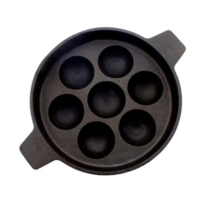 TRILONIUM Cast Iron Paniyarakkal 7 Pits | Mini Paniyaram Pan | Pre-Seasoned | 16cm | 1 Kgs TRILONIUM Cast Iron Paniyarakkal 7 Pits | Mini Paniyaram Pan | Pre-Seasoned | 16cm | 1 Kgs