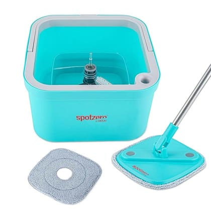 Fresh Flow Square with Bucket 3 L, Flexible Kitchen tap Flat Squeeze Mop Bucket System Cleaning Supplies, Mop Head,Pocha for Floor Cleaning with 2 Reusable Pads Clean