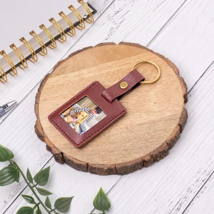 PERSONALISED PHOTO KEYCHAIN - SQUARE - MAROON-Maroon