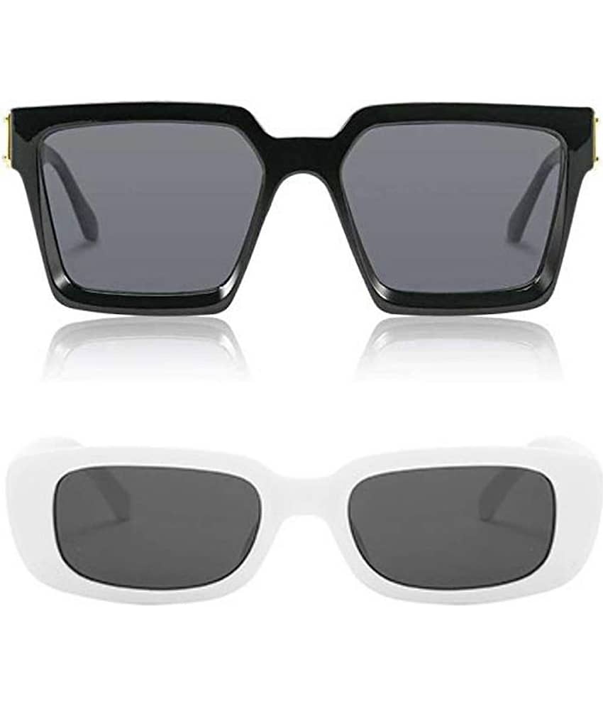 Kanny Devis - Black Rectangular Sunglasses ( Pack of 2 )