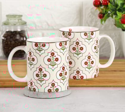 India Circus Grey Poppy Flower Coffee Mug Set Of 2