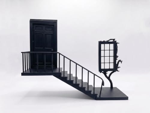 Wall Art & Display Shelf - 3D Printed Miniature Fairy Door Photo Decor for Home, Bedroom & Office (Black)