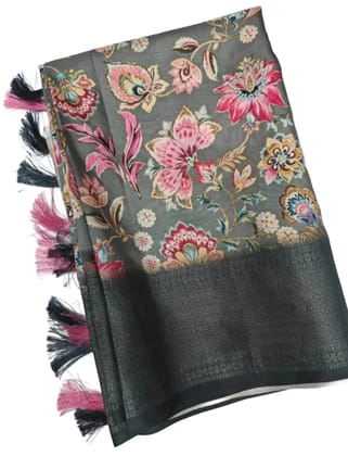 Elegant Floral Printed Silk Saree