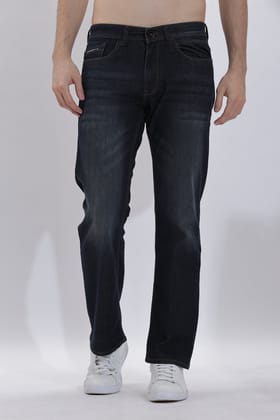 Men's Straight Fit Dark Blue Jeans Non Tearing | Rick Rogue-34