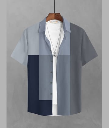 BULLMER Cotton Blend Regular Fit Colorblock Half Sleeves Men's Casual Shirt - Blue ( Pack of 1 )