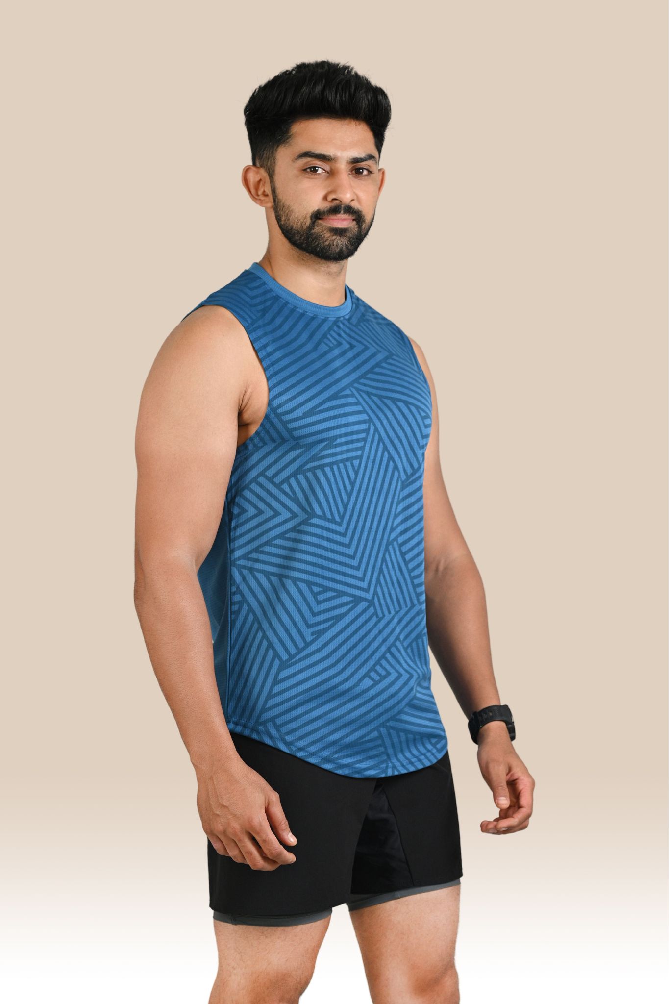 Men's Graphic Tank Top - Blue-S