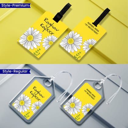 Personalized Luggage Tags  - Daisy Bloom-Regular Bag Tags / Set of 2