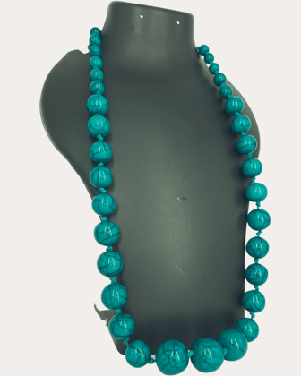 Ball Beaded Long Necklace For Women-Emerald green